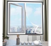 Fly Screens for Doors 120 x 122 cm Anti-Tearing Mosquito Door Net Keep Fly Bug Out Door Screen Mesh with Powerful Magnets for Balcony, Terrace, Cellar, White