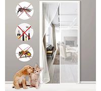 Fly Screens for Doors, 120x190cm Magnetic Screen Door with Heavy Duty Mesh Door Curtain,Easy Install Fly Screen Without Drilling White