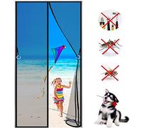 Fly Screens for Doors, 120x225cm, Customizable, Magnetic Screen Door with Magnets Seal, Polyester Mesh, Full Frame Magic Tape, Patio Insect Door Screen & Mosquito Screen, Black