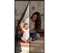 Fly Screens for Doors 124 x 175 cm Powerful Magnets, Keep Bugs Out, Automatically Closes, No Drill Installation, Magnetic Door Screen Fly Bug Kid and Pet Friendly, Black