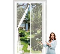 Fly Screens for Doors 125 x 188 cm Automatically Closes Keeps Bugs Out, Powerful Magnets and Magic Tape, No Drill Installation, Magnetic Screenfly Doors for Sliding Door, White