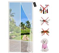 Fly Screens for Doors 125 x 200 cm Anti Mosquito Mesh Curtain - Magnetic Top to Bottom Seal Snaps Shuts Automatically - Keep Fresh Air in & Let Bugs Out - White