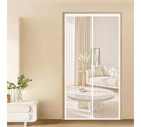 Fly Screens for Doors 125 x 224 cm with Reinforced Magnetic Strips Auto-Close, No Tools Installation, Keep Insects, Resistente Magnetic Fly Screen Door Curtain for Bedroom, White