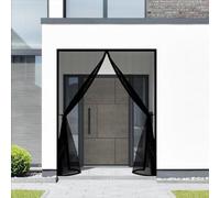 Fly Screens for Doors 126 x 315 cm Powerful Magnets and Full Frame Magic Tape Cat Screen Door Hands Free No Drill Installation for Patio Bedroom Sliding Kitchen, Black