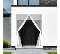 Fly Screens for Doors 126 x 315 cm Powerful Magnets and Full Frame Magic Tape Cat Screen Door Hands Free No Drill Installation for Patio Bedroom Sliding Kitchen, White