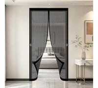 Fly Screens for Doors 128 x 200 cm with Powerful Magnets, Lets Fresh Air in, with Stay Open Buckles Mosquito Door Screen Magnetic Fly Curtain for Patio Balcony, Black