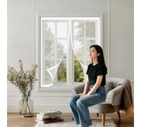 Fly Screens for Doors 130 x 116 cm Anti-Tearing Mosquito Door Net Keep Fly Bug Out Magnetic Curtain with Powerful Magnets for Living Room, Bedroom, Patio, White
