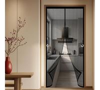 Fly Screens for Doors 134 x 167 cm Closed By Magnets, Silent, Keeps Bugs Out Insect Protection Door Easy to Install Without Drilling for Windows Doors Patio, Black