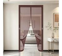 Fly Screens for Doors 134 x 236 cm Full Frame Magic Tape, Magnet Silent Closure, No Punching Door Fly Screen Curtain with Magnetic Mesh Mosquito Net for Front Back Door, Brown