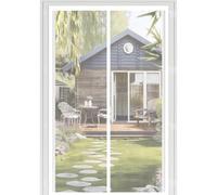 Fly Screens for Doors 135 x 230 cm with Powerful Magnets Automatically Closes and Magic Tape, Install Without, Keep Bugs Out, Magnetic Fly Screens for Doors for Patio Door, White