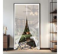 Fly Screens for Doors 137 x 200 cm Durable Polyester Mesh, Keeps Bugs Out Magnetic Insect Door Screen Self Sealing No Gap, Pet-Friendly for Home, Office and Store, White