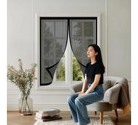 Fly Screens for Doors 139 x 168 cm Anti-Tearing Mosquito Door Net Keep Fly Bug Out Magnetic Curtain with Powerful Magnets for Living Room, Bedroom, Patio, Black