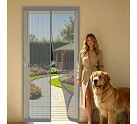 Fly Screens for Doors 140 x 205 cm Full Frame Magic Tape, Magnet Silent Closure, No Punching Magnetic Insect Door Screen Fly Door Net Curtains for Kitchen Bedroom, Grey