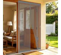 Fly Screens for Doors 140 x 205 cm with Powerful Magnets, Lets Fresh Air in, with Stay Open Buckles Mosquito Door Screen Magnetic Fly Curtain for Front Back Door, Grey