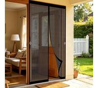 Fly Screens for Doors 140 x 205 cm with Powerful Magnets, Lets Fresh Air in, with Stay Open Buckles Mosquito Door Screen Magnetic Fly Curtain for Front Back Door, Black