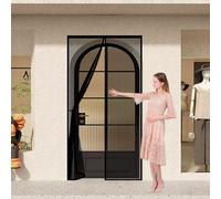 Fly Screens for Doors 140 x 310 cm No Gap, Keep Bugs Out & Lets Fresh Air in Patio Curtain Insect Mesh Easy to Install Without Drilling for Balcony Patio Bedroom, Black