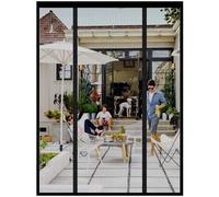 Fly Screens for Doors, 140x200cm Double Door Screen Curtain for Sliding Door with Powerful Magnets and Full Frame Magic Tape, Easy to Install Door Fly Screen Curtain, Keep Fly Bug Out, Black