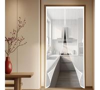 Fly Screens for Doors 143 x 162 cm Closed By Magnets, Silent, Keeps Bugs Out Insect Protection Door Easy to Install Without Drilling for Windows Doors Patio, White