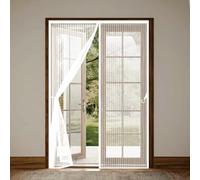 Fly Screens for Doors 145 x 225 cm, Automatically Closes, Keep Insects, with Strong Magnets and Magic Band, Without Drilling, Screen Doors with Magnets for Sliding Door, White