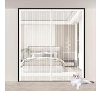 Fly Screens for Doors 145 x 225 cm Automatically Closes Keeps Bugs Out, Powerful Magnets and Magic Tape, No Drill Installation, Patio Insect Door Screen Pet & Kid Friendly, White