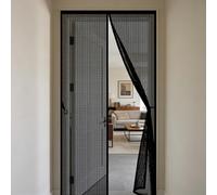 Fly Screens for Doors 145 x 250 cm Anti Mosquito Mesh Curtain with Powerful Magnets and Full Frame Hook&Loop, No Gap, Keep Bugs Out Lets Fresh Air in, Kid and Pet Friendly, Black