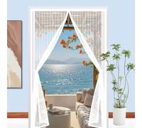 Fly Screens for Doors 150 x 190 cm No Gap, Keep Bugs Out & Lets Fresh Air in Patio Curtain Insect Mesh Easy to Install Without Drilling for Balcony Patio Bedroom, White