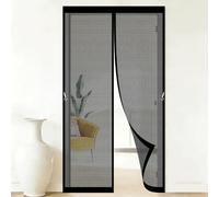 Fly Screens for Doors 150 x 190 cm Self-Sealing Mesh Powerful Magnets and Adhesive Strips, Hands-Free Closing Magnetic Fly Screen Doors for Outdoor, Gym, Sun House Porch, Black