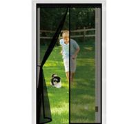 Fly Screens for Doors 150 x 200 cm, Automatically Closes, Keep Insects, with Strong Magnets and Magic Band, Without Drilling, Screen Doors with Magnets for Sliding Door, Black