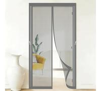 Fly Screens for Doors 150 x 200 cm Self-Sealing Mesh Powerful Magnets and Adhesive Strips, Hands-Free Closing Magnetic Fly Screen Doors for Outdoor, Gym, Sun House Porch, Grey
