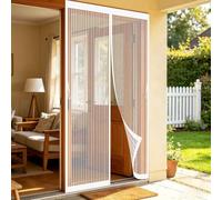 Fly Screens for Doors 150 x 200 cm with Powerful Magnets, Lets Fresh Air in, with Stay Open Buckles Mosquito Door Screen Magnetic Fly Curtain for Front Back Door, White