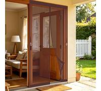 Fly Screens for Doors 150 x 200 cm with Powerful Magnets, Lets Fresh Air in, with Stay Open Buckles Mosquito Door Screen Magnetic Fly Curtain for Front Back Door, Brown