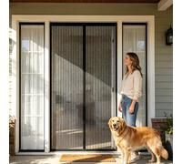 Fly Screens for Doors 151 x 270 cm Patio Door Nets with Magnets for Keeping Out Flies, Mosquito Net, Insect Mesh Heavy Duty Mesh Bug Curtain for Front Doors, Sliding, Black