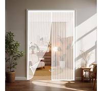 Fly Screens for Doors 157 x 253 cm Heavy Duty Mesh, Magnetic Self-Sealing Bug Mesh Curtain Easy to Install Without Drilling for Home, Office and Store, White