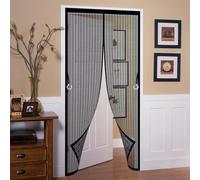 Fly Screens for Doors 159 x 223 cm Durable Polyester Mesh, Keeps Bugs Out Cat Screen Door Easy to Install Without Drilling for Windows Doors Patio, Black