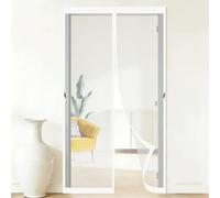 Fly Screens for Doors 160 x 100 cm Self-Sealing Mesh Powerful Magnets and Adhesive Strips, Hands-Free Closing Magnetic Fly Screen Doors for Outdoor, Gym, Sun House Porch, White