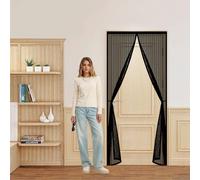Fly Screens for Doors 165 x 170 cm Keep Bugs Out, Full Frame Magic Tape, Powerful Magnets, Self Sealing, No Drill Installation, Magnetic Door Curtain for Balcony Bedroom Doors, Black
