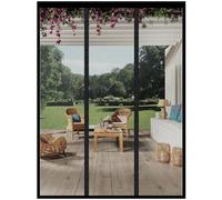 Fly Screens for Doors, 170x200cm Double Door Screen Curtain for Sliding Door with Powerful Magnets and Full Frame Magic Tape, Easy to Install Door Fly Screen Curtain, Keep Fly Bug Out, Black