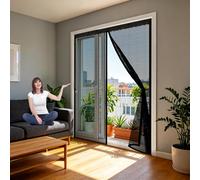 Fly Screens for Doors 175 x 195 cm Keep Bugs Out Lets Fresh Air in, with Powerful Magnets and Full Frame Hook&Loop, No Gap, Mosquito Proof Door Curtains Kid and Pet Friendly, Black