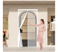 Fly Screens for Doors 175 x 210 cm No Gap, Keep Bugs Out & Lets Fresh Air in Patio Curtain Insect Mesh Easy to Install Without Drilling for Balcony Patio Bedroom, White