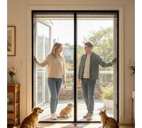 Fly Screens for Doors 175 x 240 cm with Powerful Magnets and Full Frame Adhesive Strips, Hands-Free Closing Fly Insect Screen Door for Living Room Kitchen Patio, Black