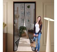 Fly Screens for Doors 176 x 142 cm Self-Closing, Keep Bugs Out Lets Fresh Air in Magnetic Door Curtains Fly Screen Self Sealing No Gap, Pet-Friendly for Living Room, Kitchen, Bedroom, Black