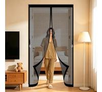 Fly Screens for Doors 178 x 210 cm Full Frame Magic Tape, Magnet Silent Closure, No Punching Magnetic Insect Door Screen Fly Door Net Curtains for Kitchen Bedroom, Black