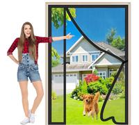 Fly Screens for Doors 180x190cm Black Heavy Duty Patio Insect Door Screen Anti Mosquito Mesh Fly Curtain Nets with Magnets&Full Frame Magic Tape for Balcony Sliding Doors