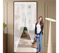 Fly Screens for Doors 184 x 272 cm Self-Closing, Keep Bugs Out Lets Fresh Air in Magnetic Door Curtains Fly Screen Self Sealing No Gap, Pet-Friendly for Living Room, Kitchen, Bedroom, White