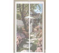 Fly Screens for Doors 185 x 189 cm, Automatically Closes, Keep Insects, with Strong Magnets and Magic Band, Without Drilling, Patio Insect Door Screen Pet & Kid Friendly, White