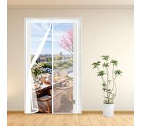 Fly Screens for Doors 185 x 207 cm Automatically Closes Keeps Bugs Out, Powerful Magnets and Magic Tape, No Drill Installation, Patio Insect Door Screen for Sliding Door, White