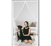 Fly Screens for Doors 230x225cm Nets Patio Curtain Insect Mesh Hands Free Heavy Duty Durable Door Magnetic Top-to-Bottom Seal Snaps Shuts Automatically Keeps Bugs Mosquito Out White