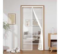 Fly Screens for Doors 51 x 252 cm Without Drilling, with Strong Magnets and Magic Band, Automatically Closes, Keep Insects Magnetic Screen Door Curtain for Kitchen, White