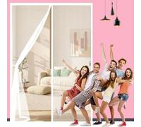 Fly Screens for Doors 52 x 185 cm No Gap, Keep Bugs Out & Lets Fresh Air in Self-Sealing Mesh Easy to Install Without Drilling for Balcony Patio Bedroom, White