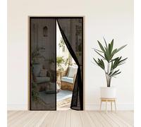 Fly Screens for Doors 52 x 198 cm Powerful Magnets and Magic Tape, No Drill Installation, Automatically Closes Keeps Bugs Out Anti Mosquito Mesh Curtain for Kitchen, Black